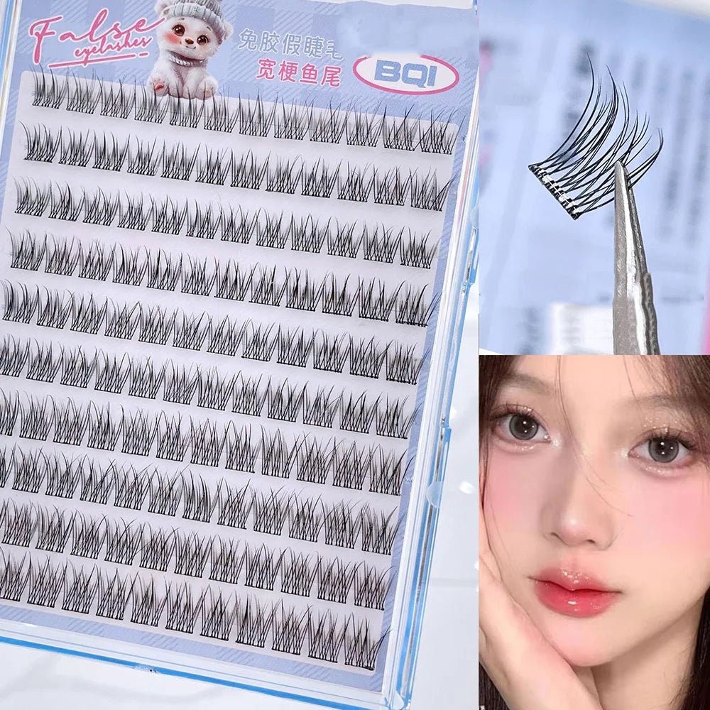 10 - Row Self - Adhesive Lash Clusters — Glue - Free C - Curl, 10–12mm Natural Volume - Mzunye