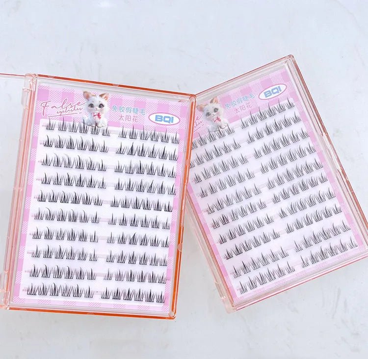 10 - Row Self - Adhesive Lash Clusters — Glue - Free C - Curl, 10–12mm Natural Volume - Mzunye
