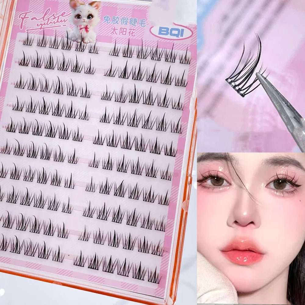 10 - Row Self - Adhesive Lash Clusters — Glue - Free C - Curl, 10–12mm Natural Volume - Mzunye
