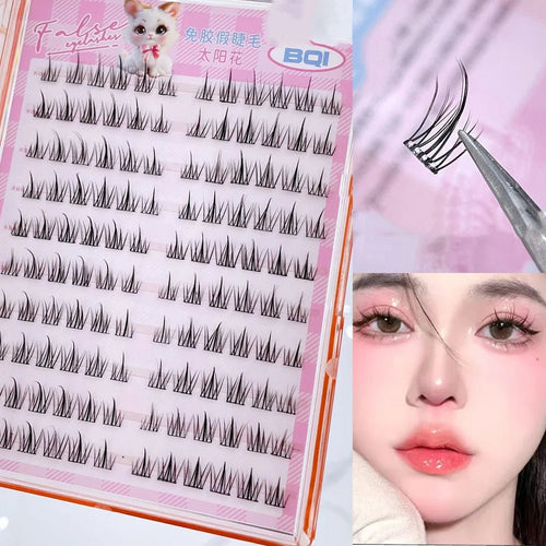 10 - Row Self - Adhesive Lash Clusters — Glue - Free C - Curl, 10–12mm Natural Volume - Mzunye
