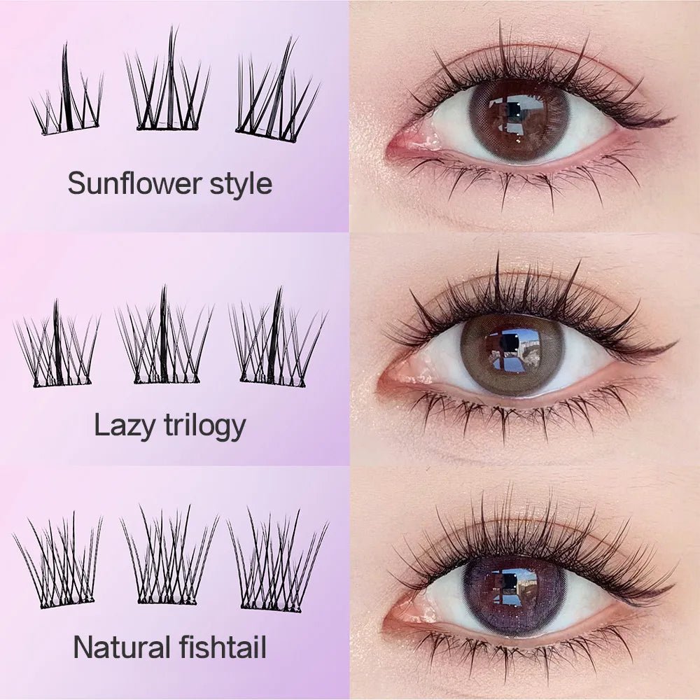10 - Row Self - Adhesive Lash Clusters — Glue - Free C - Curl, 10–12mm Natural Volume - Mzunye