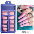 100pcs Coffin Press - On Nails — Long Full Cover Acrylic Nail Tips in Blush Pink & Clear - Mzunye