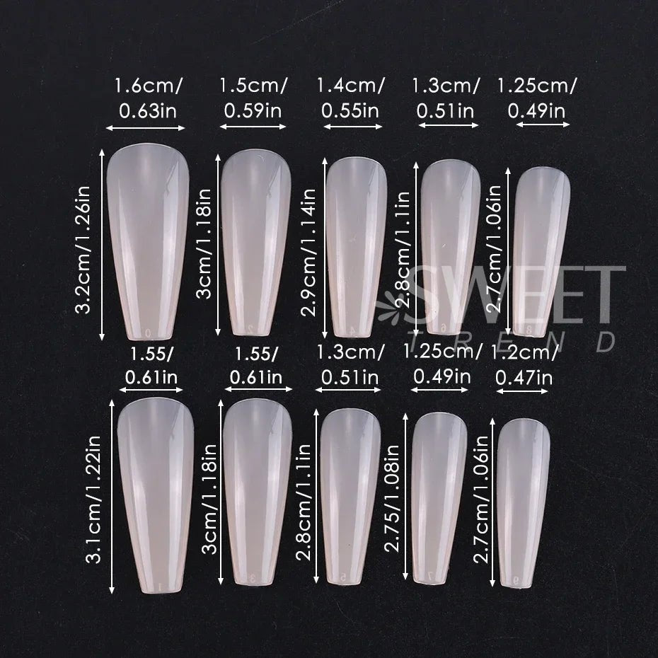 100pcs Coffin Press - On Nails — Long Full Cover Acrylic Nail Tips in Blush Pink & Clear - Mzunye