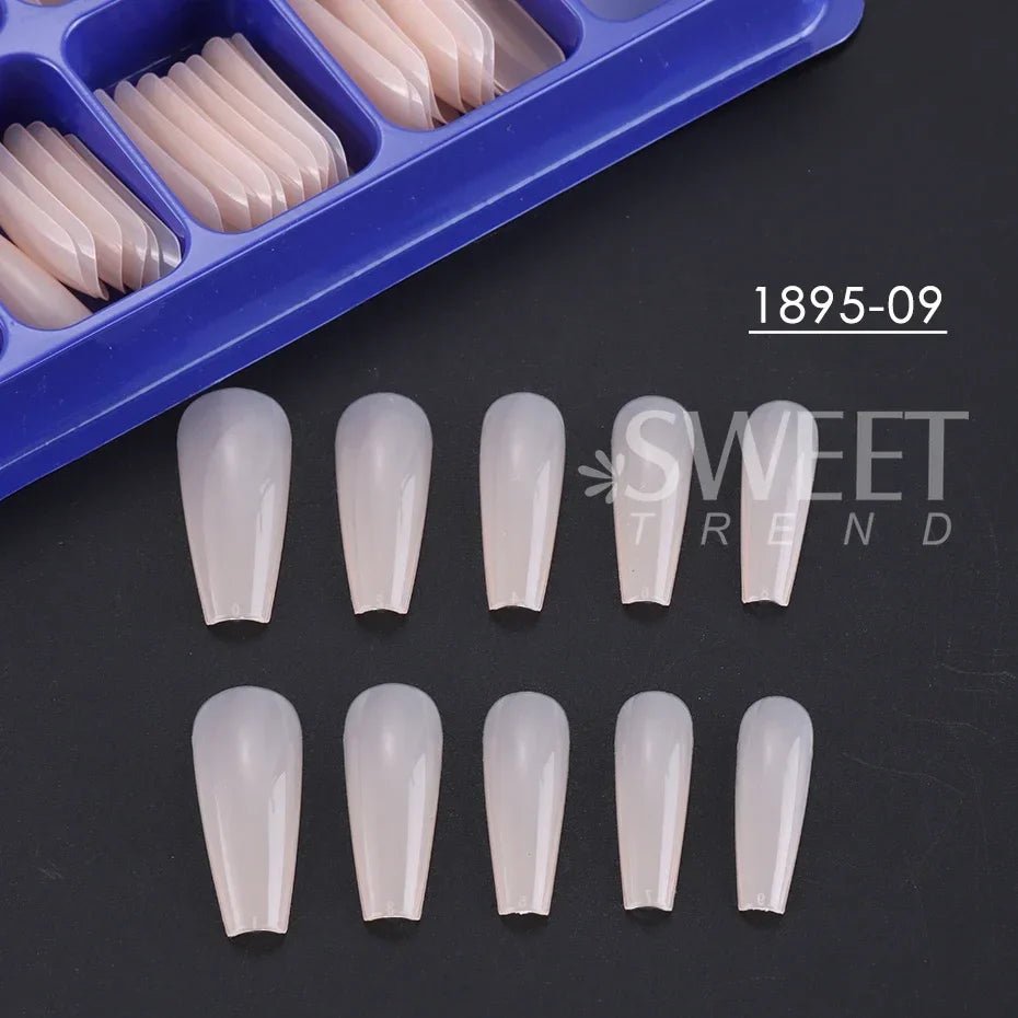 100pcs Coffin Press - On Nails — Long Full Cover Acrylic Nail Tips in Blush Pink & Clear - Mzunye