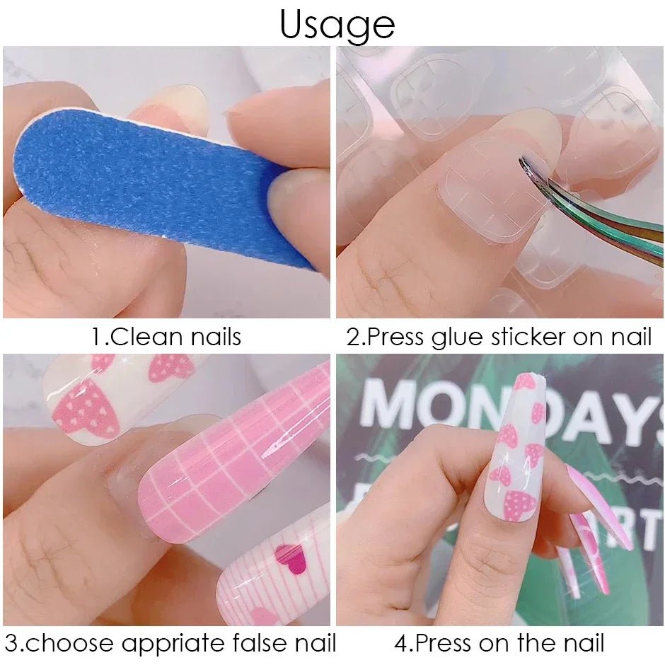 100pcs Coffin Press - On Nails — Long Full Cover Acrylic Nail Tips in Blush Pink & Clear - Mzunye