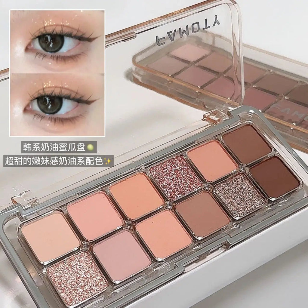 12 - Color Matte Eyeshadow Palette — Tea & Apricot Earth Tones Daily Glam - Mzunye