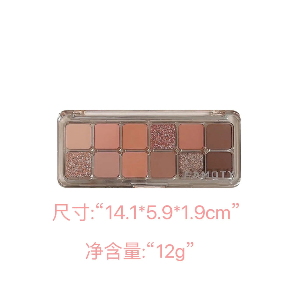 12 - Color Matte Eyeshadow Palette — Tea & Apricot Earth Tones Daily Glam - Mzunye