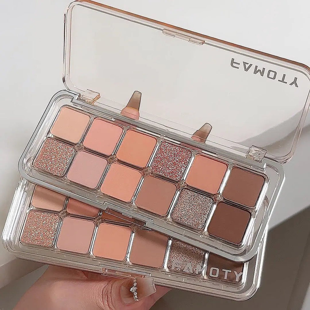 12 - Color Matte Eyeshadow Palette — Tea & Apricot Earth Tones Daily Glam - Mzunye