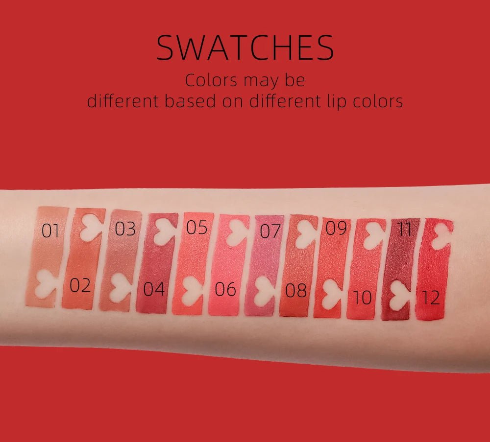 12 Color Velvet Matte Lipstick — Long - Lasting Waterproof Non - Transfer Natural Lipstick for Women - Mzunye