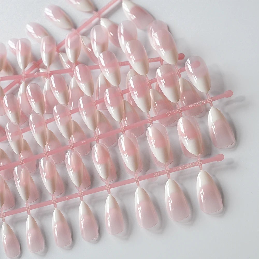 120pcs Blush Pink Gradient Press - On Nails — Ultra - Tender Almond Gel French Full Cover Fake Nail Tips - Mzunye