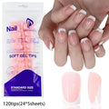 120pcs Blush Pink Gradient Press - On Nails — Ultra - Tender Almond Gel French Full Cover Fake Nail Tips - Mzunye