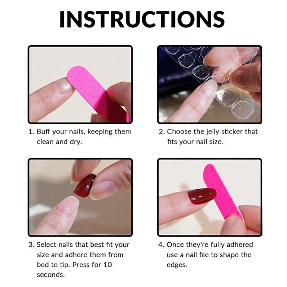 120pcs Kawaii Kids Press - On Nails — Cartoon Full Cover Short Fake Nails with Jelly Glue - Mzunye