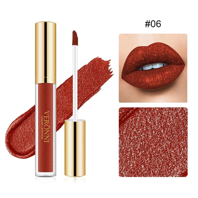 15 Color Glitter Liquid Lipstick Set — Shimmer Pearlescent Diamond Lip Glaze Waterproof Long - Lasting - Mzunye