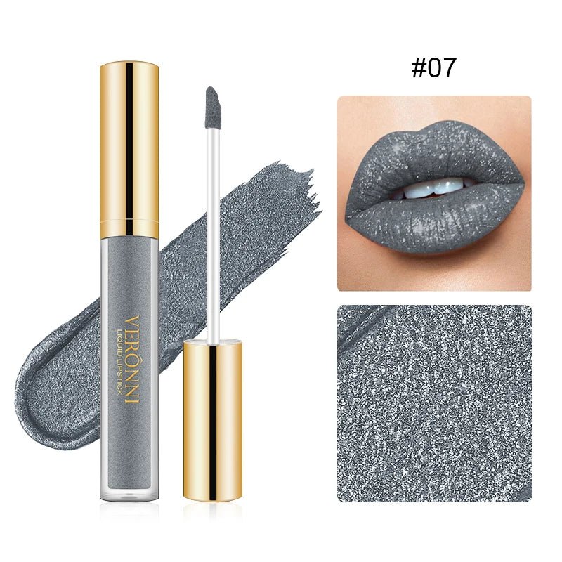 15 Color Glitter Liquid Lipstick Set — Shimmer Pearlescent Diamond Lip Glaze Waterproof Long - Lasting - Mzunye