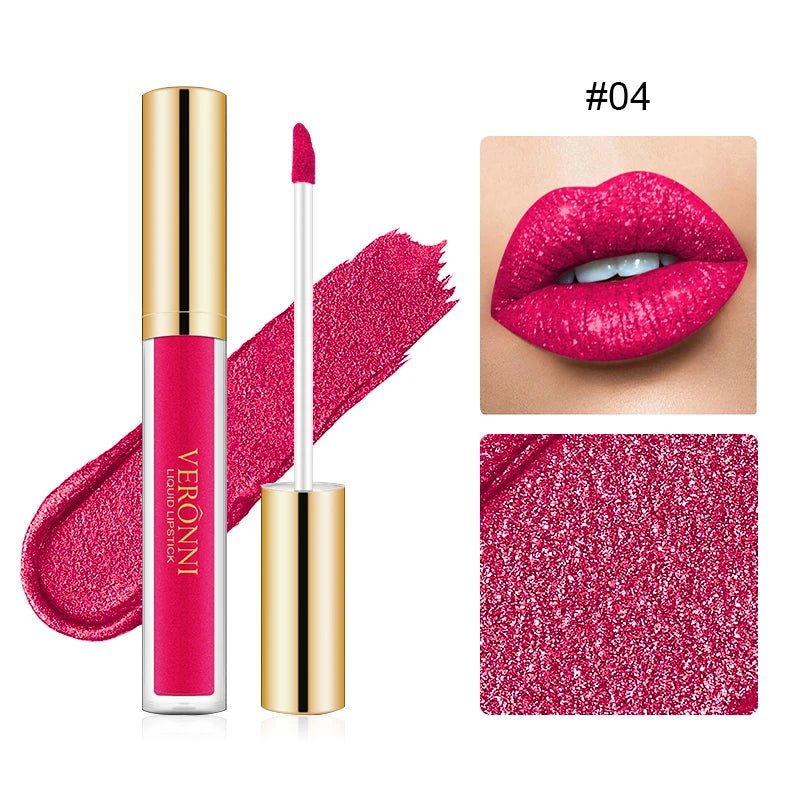 15 Color Glitter Liquid Lipstick Set — Shimmer Pearlescent Diamond Lip Glaze Waterproof Long - Lasting - Mzunye