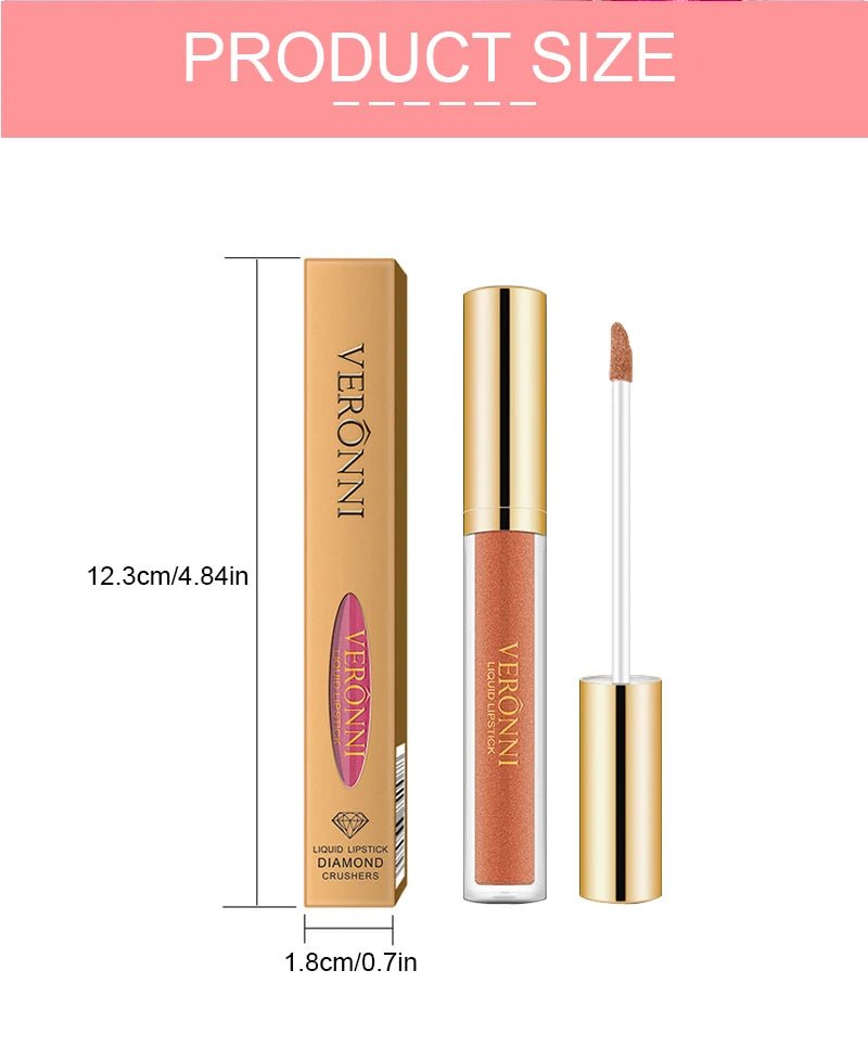 15 Color Glitter Liquid Lipstick Set — Shimmer Pearlescent Diamond Lip Glaze Waterproof Long - Lasting - Mzunye