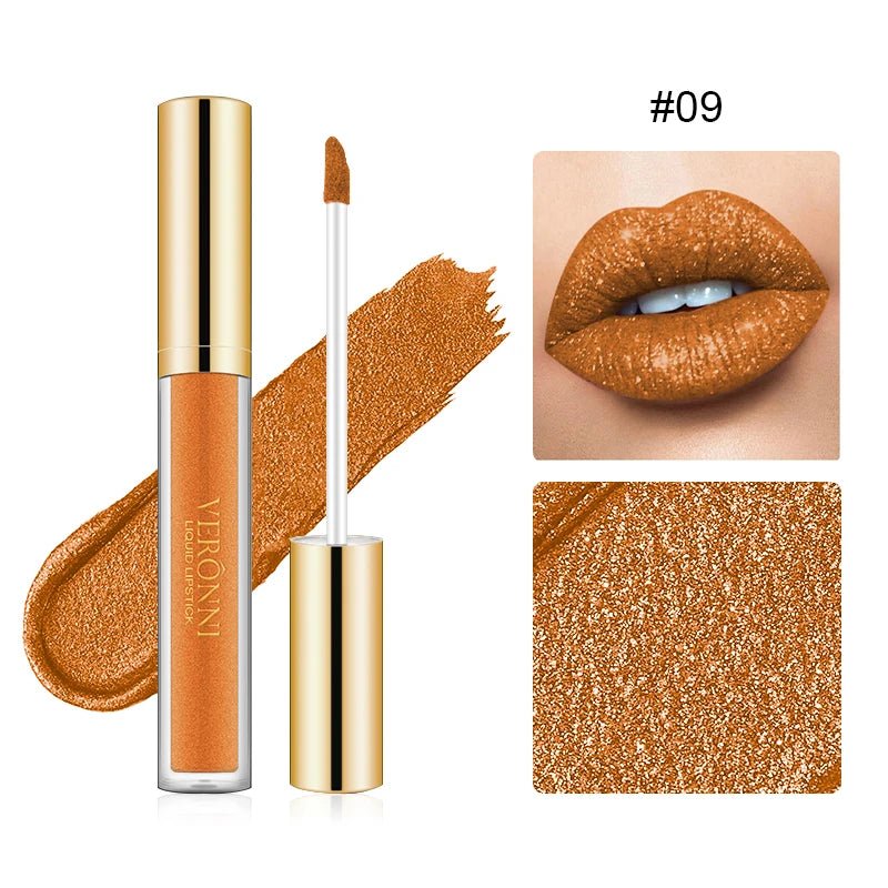 15 Color Glitter Liquid Lipstick Set — Shimmer Pearlescent Diamond Lip Glaze Waterproof Long - Lasting - Mzunye