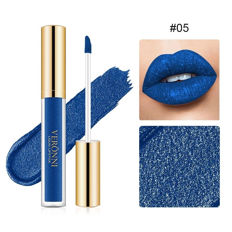 15 Color Glitter Liquid Lipstick Set — Shimmer Pearlescent Diamond Lip Glaze Waterproof Long - Lasting - Mzunye