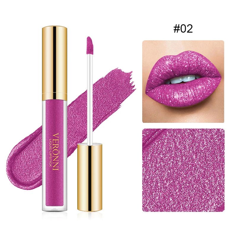 15 Color Glitter Liquid Lipstick Set — Shimmer Pearlescent Diamond Lip Glaze Waterproof Long - Lasting - Mzunye