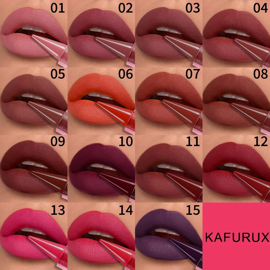 15 Color Korean Matte Lip Liner Pen — Red & Pink Contour Tint Long - Lasting Lip Glaze Gift - Mzunye