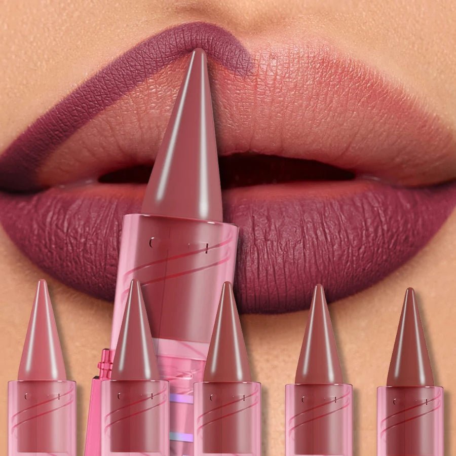 15 Color Korean Matte Lip Liner Pen — Red & Pink Contour Tint Long - Lasting Lip Glaze Gift - Mzunye