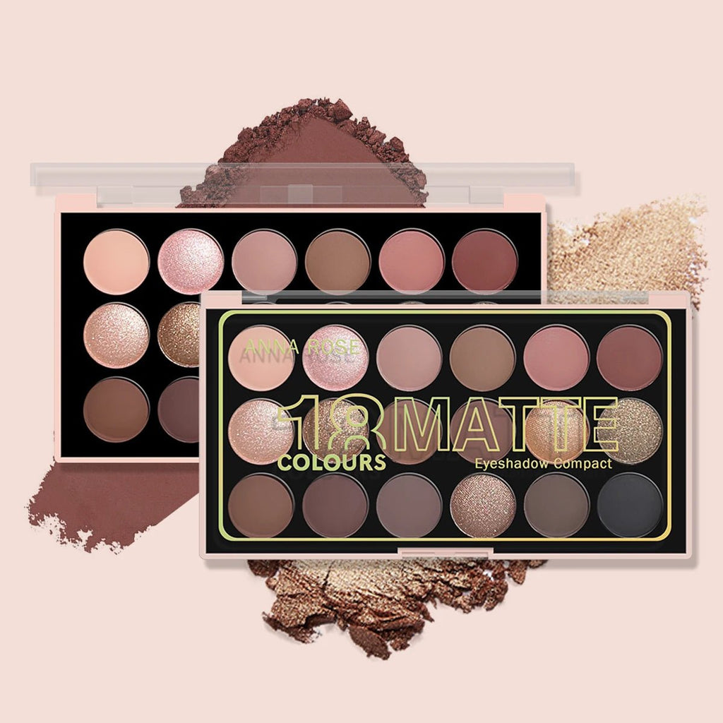 18 - Color Eyeshadow Palette — Pearlescent Glitter & Matte Earth Tones - Mzunye