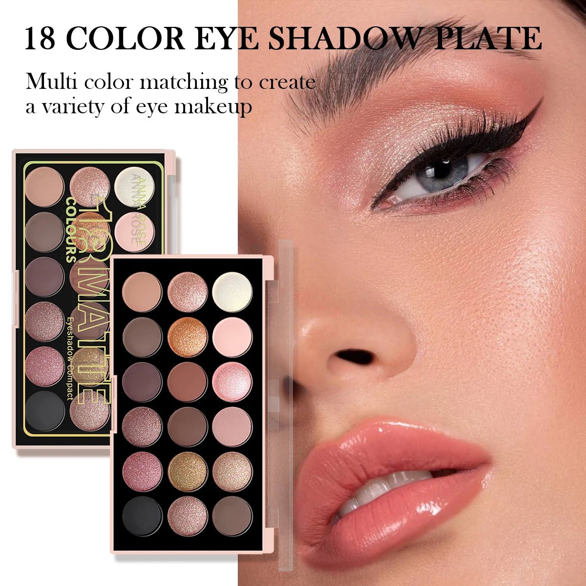 18 - Color Eyeshadow Palette — Pearlescent Glitter & Matte Earth Tones - Mzunye