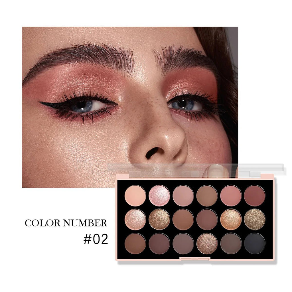 18 - Color Eyeshadow Palette — Pearlescent Glitter & Matte Earth Tones - Mzunye