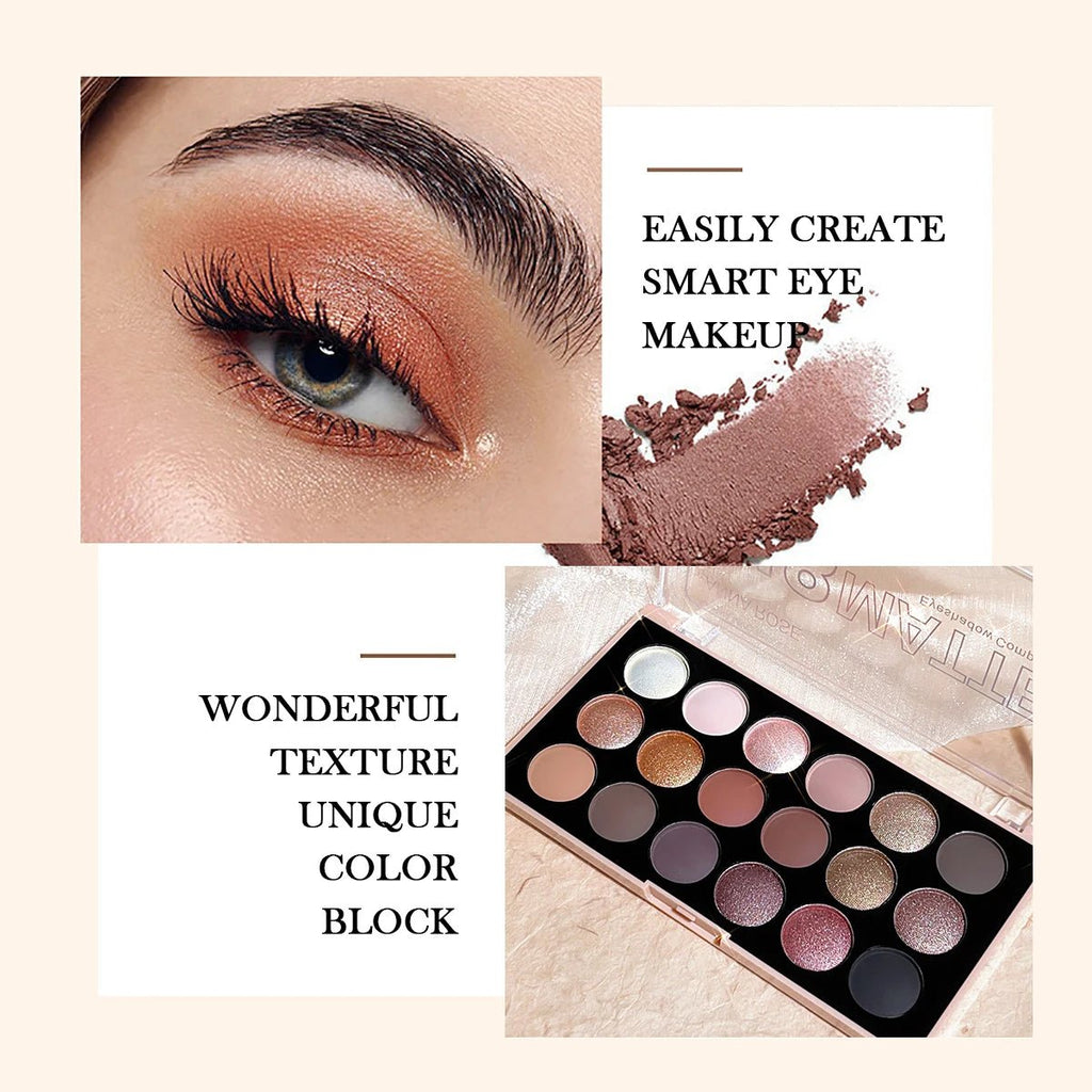 18 - Color Eyeshadow Palette — Pearlescent Glitter & Matte Earth Tones - Mzunye