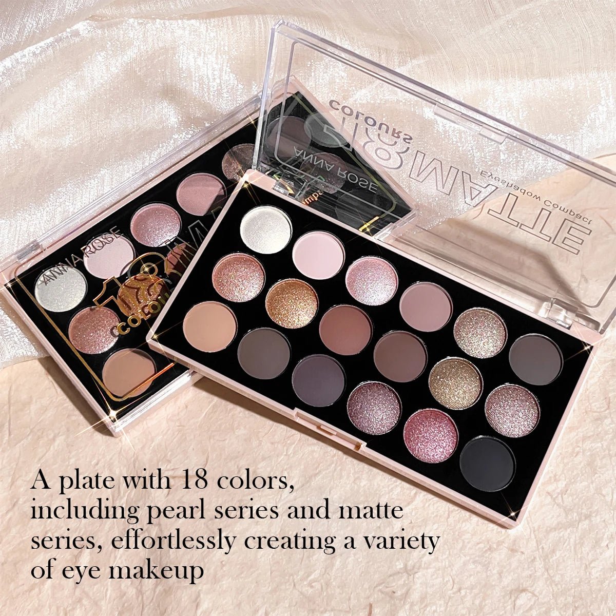18 - Color Eyeshadow Palette — Pearlescent Glitter & Matte Earth Tones - Mzunye
