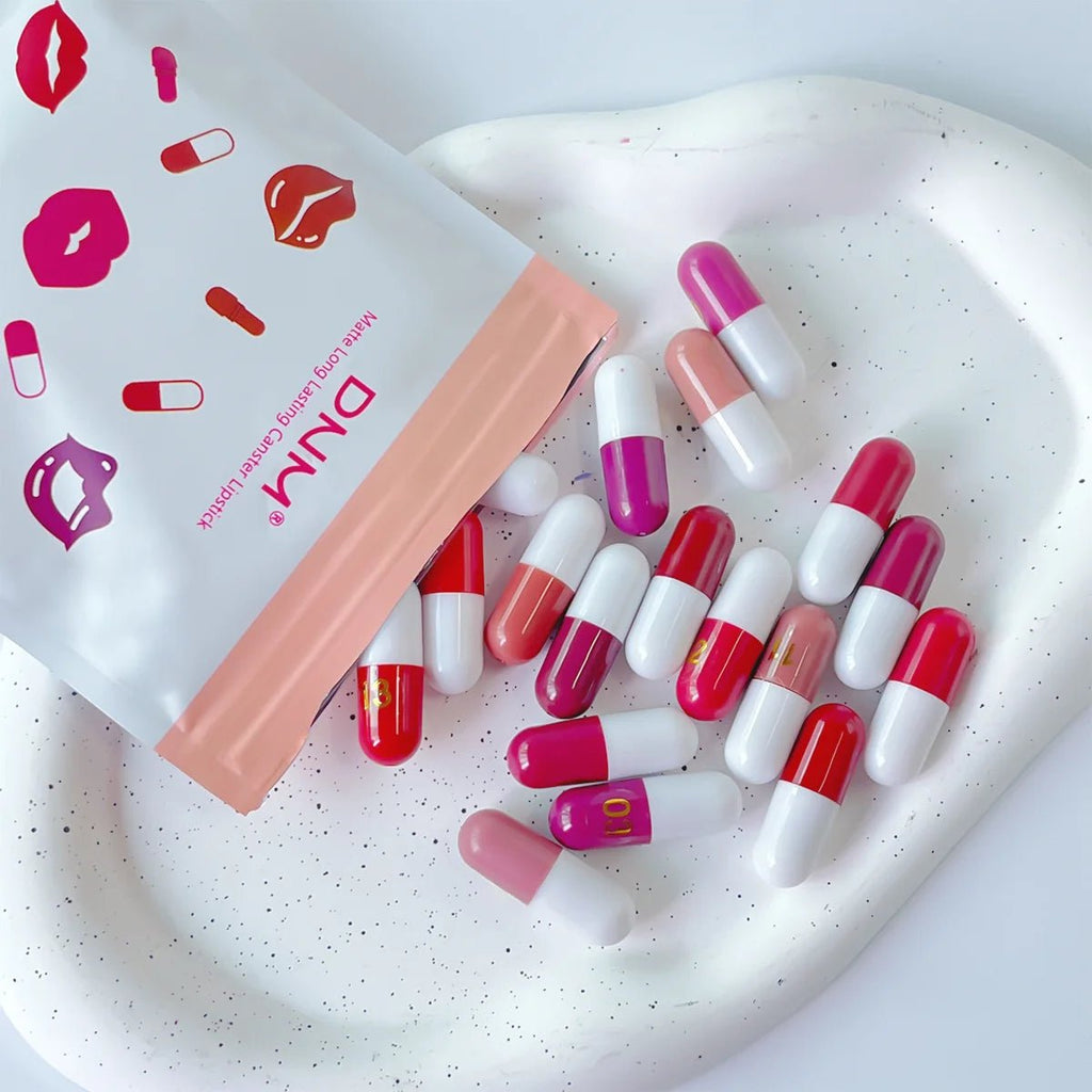 18pc Capsule Lipstick Pill Set — Colorful Waterproof Glitter & Lip Gloss Collection - Mzunye