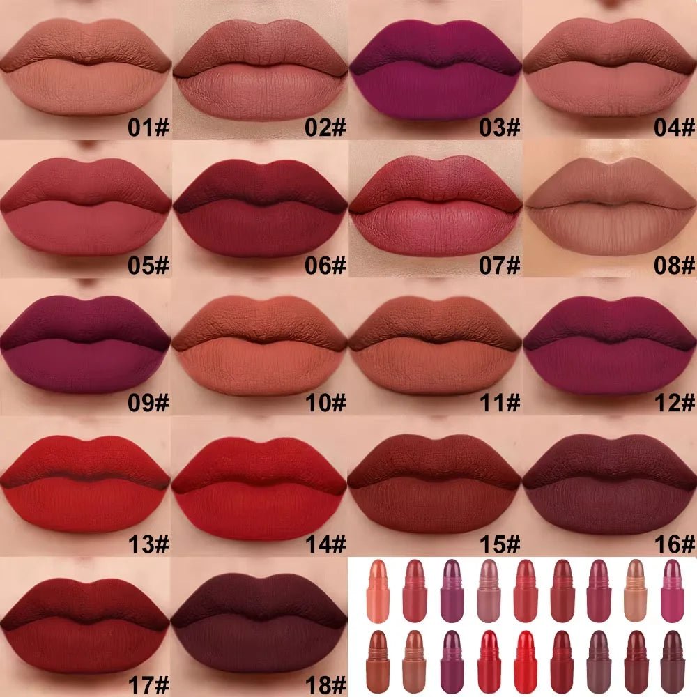 18pc Capsule Lipstick Pill Set — Colorful Waterproof Glitter & Lip Gloss Collection - Mzunye