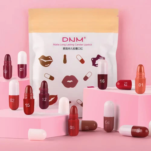 18pc Capsule Lipstick Pill Set — Colorful Waterproof Glitter & Lip Gloss Collection - Mzunye
