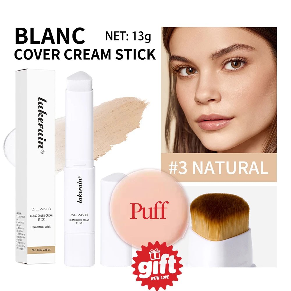 2 - in - 1 Colour - Changing Foundation Stick — Brightening, Lightweight & Includes Free Puff - Mzunye