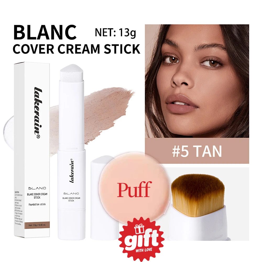 2 - in - 1 Colour - Changing Foundation Stick — Brightening, Lightweight & Includes Free Puff - Mzunye