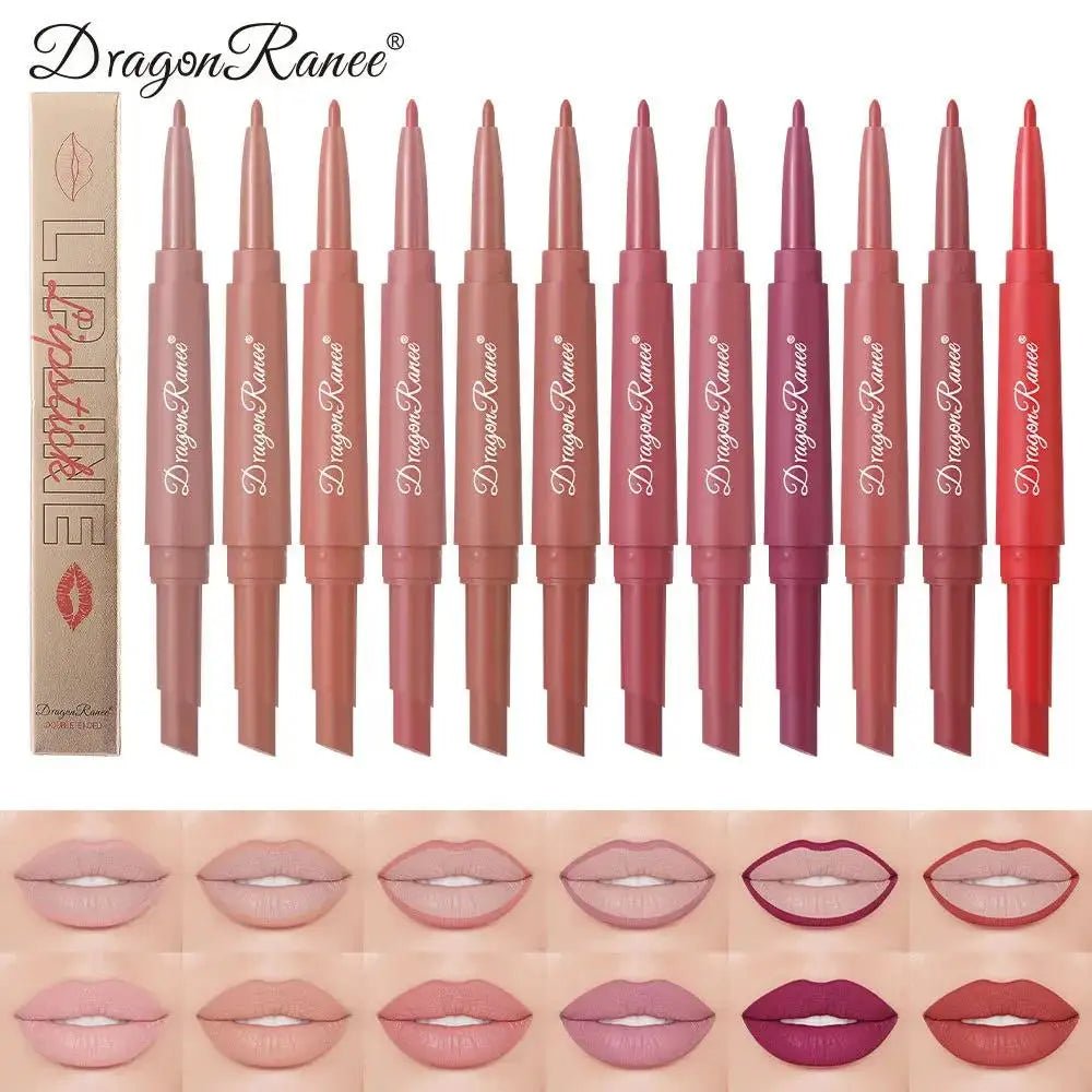 2 - in - 1 Double Head Matte Lip Liner Pencil — Waterproof Long - Lasting Beige & Red Brightening Outline Stick - Mzunye