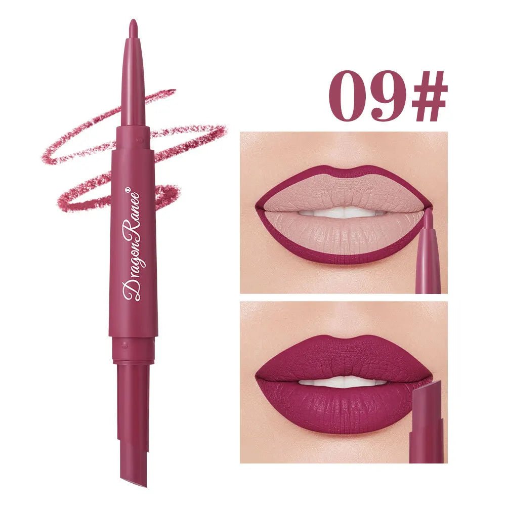 2 - in - 1 Double Head Matte Lip Liner Pencil — Waterproof Long - Lasting Beige & Red Brightening Outline Stick - Mzunye