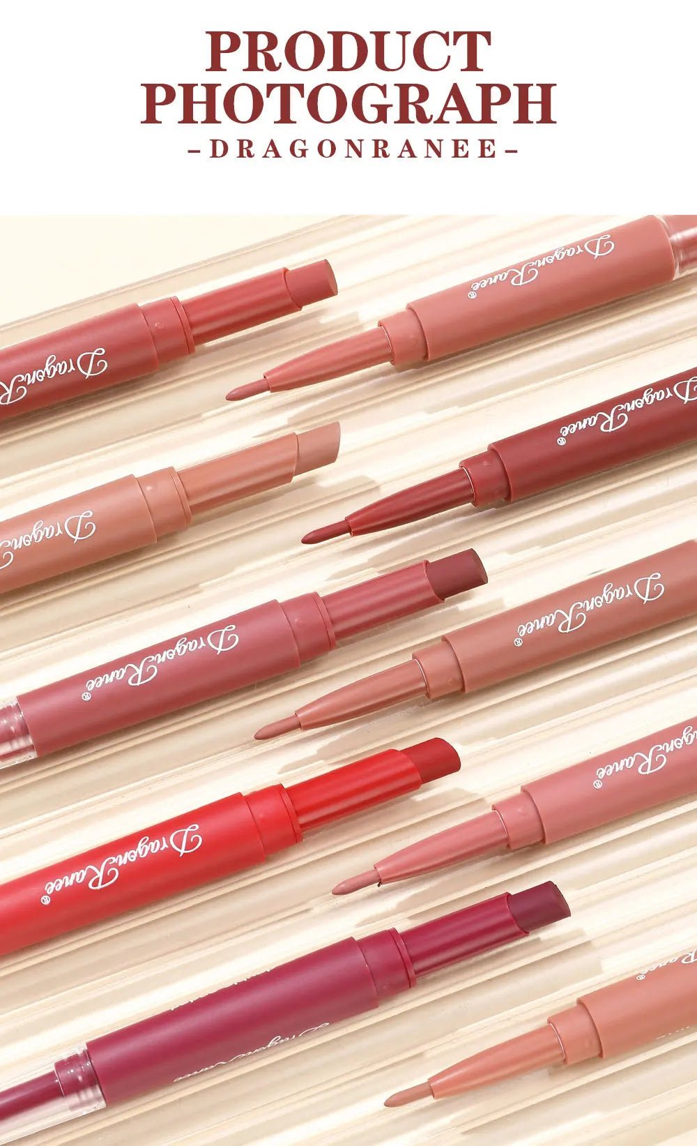 2 - in - 1 Double Head Matte Lip Liner Pencil — Waterproof Long - Lasting Beige & Red Brightening Outline Stick - Mzunye