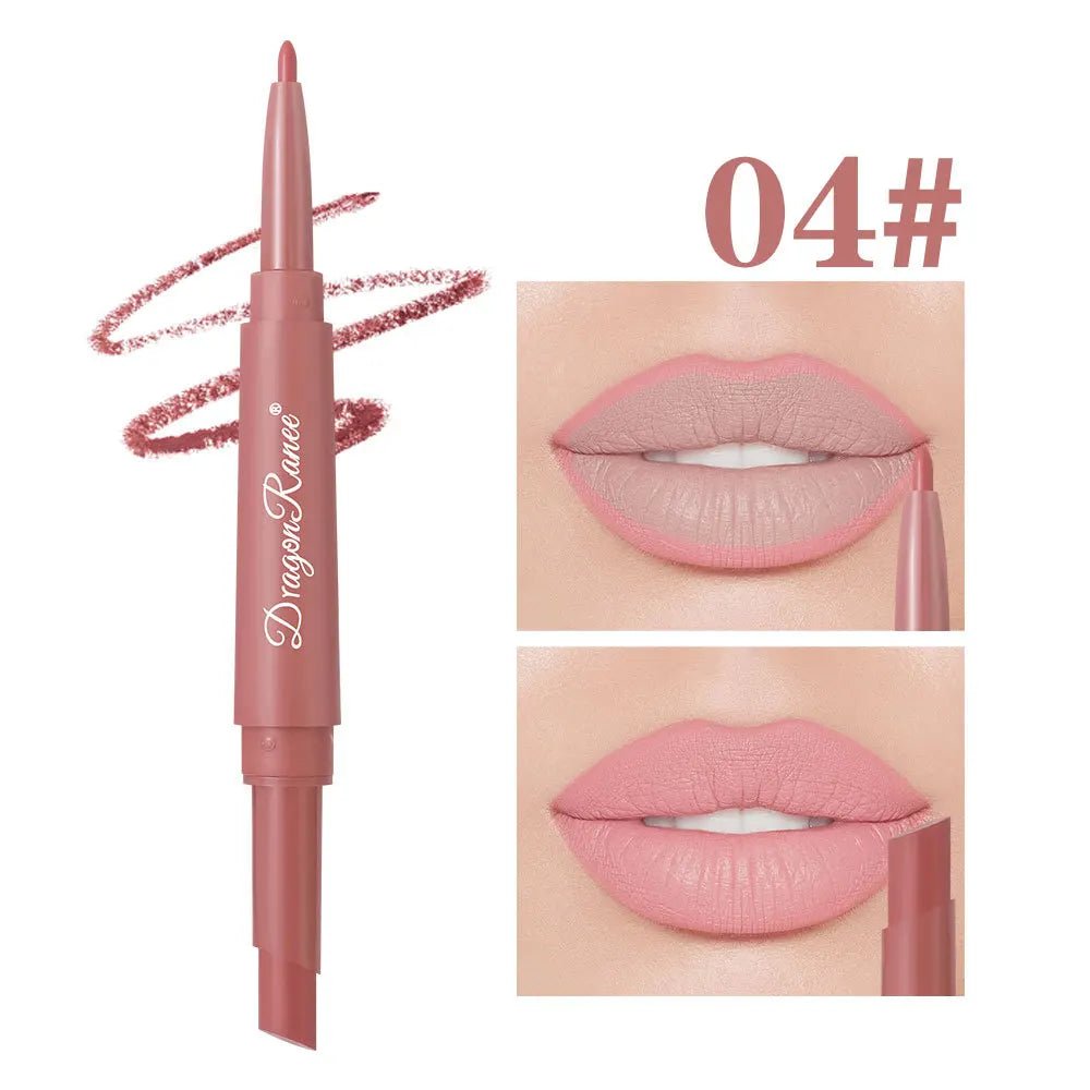 2 - in - 1 Double Head Matte Lip Liner Pencil — Waterproof Long - Lasting Beige & Red Brightening Outline Stick - Mzunye