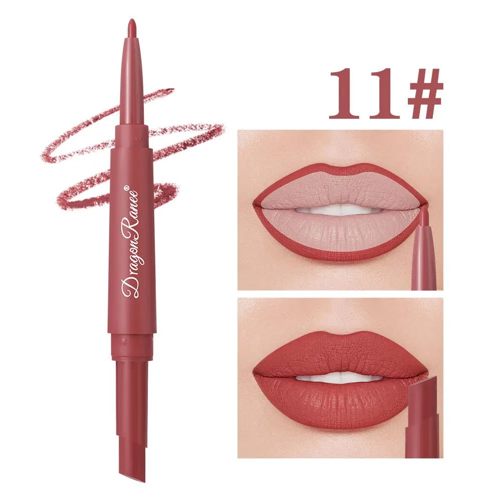 2 - in - 1 Double Head Matte Lip Liner Pencil — Waterproof Long - Lasting Beige & Red Brightening Outline Stick - Mzunye