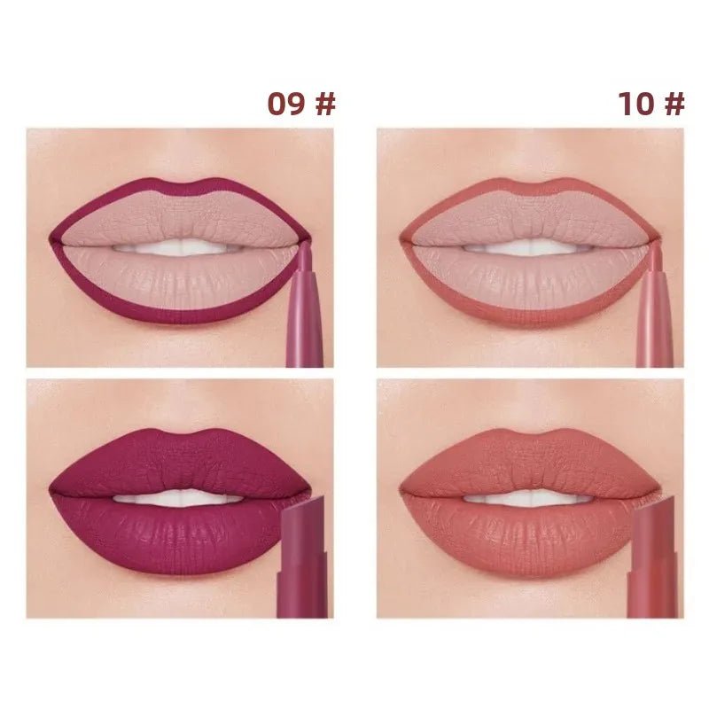 2 - in - 1 Double Head Matte Lip Liner Pencil — Waterproof Long - Lasting Beige & Red Brightening Outline Stick - Mzunye