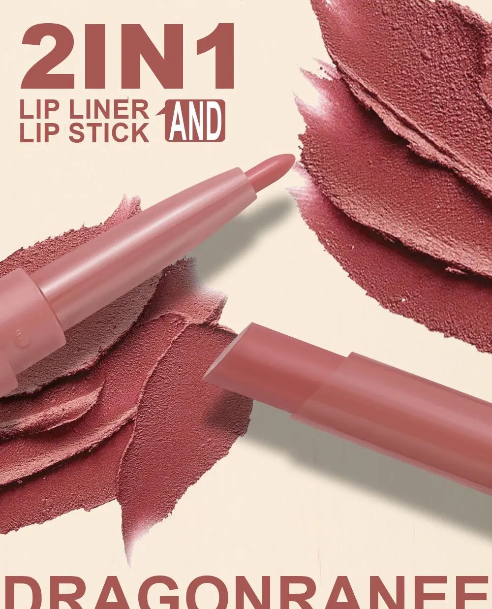 2 - in - 1 Double Head Matte Lip Liner Pencil — Waterproof Long - Lasting Beige & Red Brightening Outline Stick - Mzunye