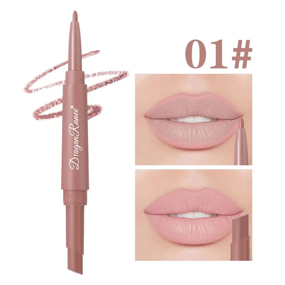 2 - in - 1 Double Head Matte Lip Liner Pencil — Waterproof Long - Lasting Beige & Red Brightening Outline Stick - Mzunye