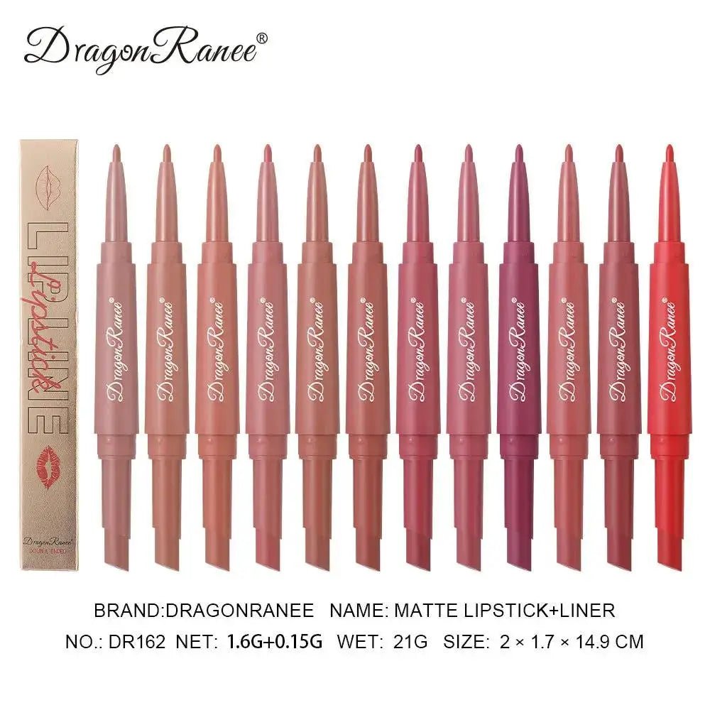 2 - in - 1 Double Head Matte Lip Liner Pencil — Waterproof Long - Lasting Beige & Red Brightening Outline Stick - Mzunye