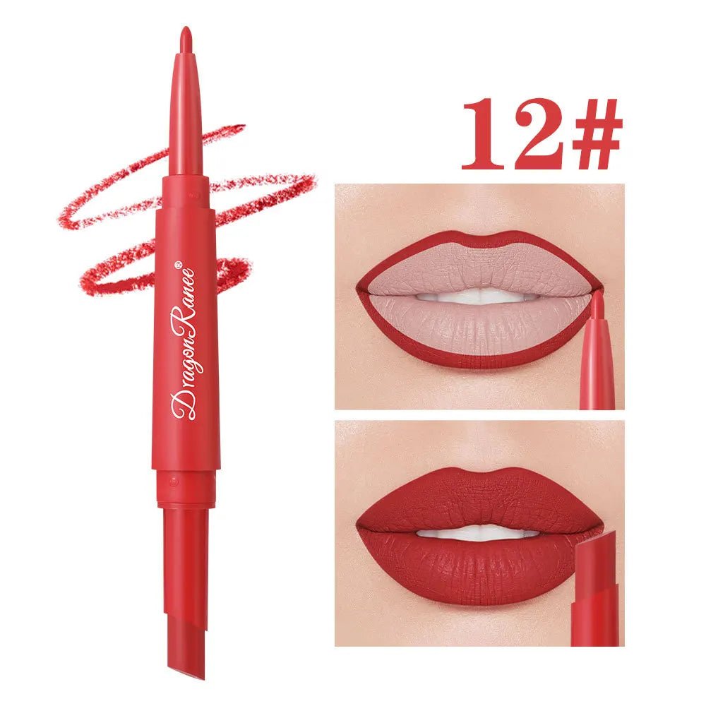 2 - in - 1 Double Head Matte Lip Liner Pencil — Waterproof Long - Lasting Beige & Red Brightening Outline Stick - Mzunye