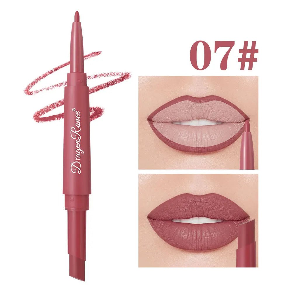 2 - in - 1 Double Head Matte Lip Liner Pencil — Waterproof Long - Lasting Beige & Red Brightening Outline Stick - Mzunye