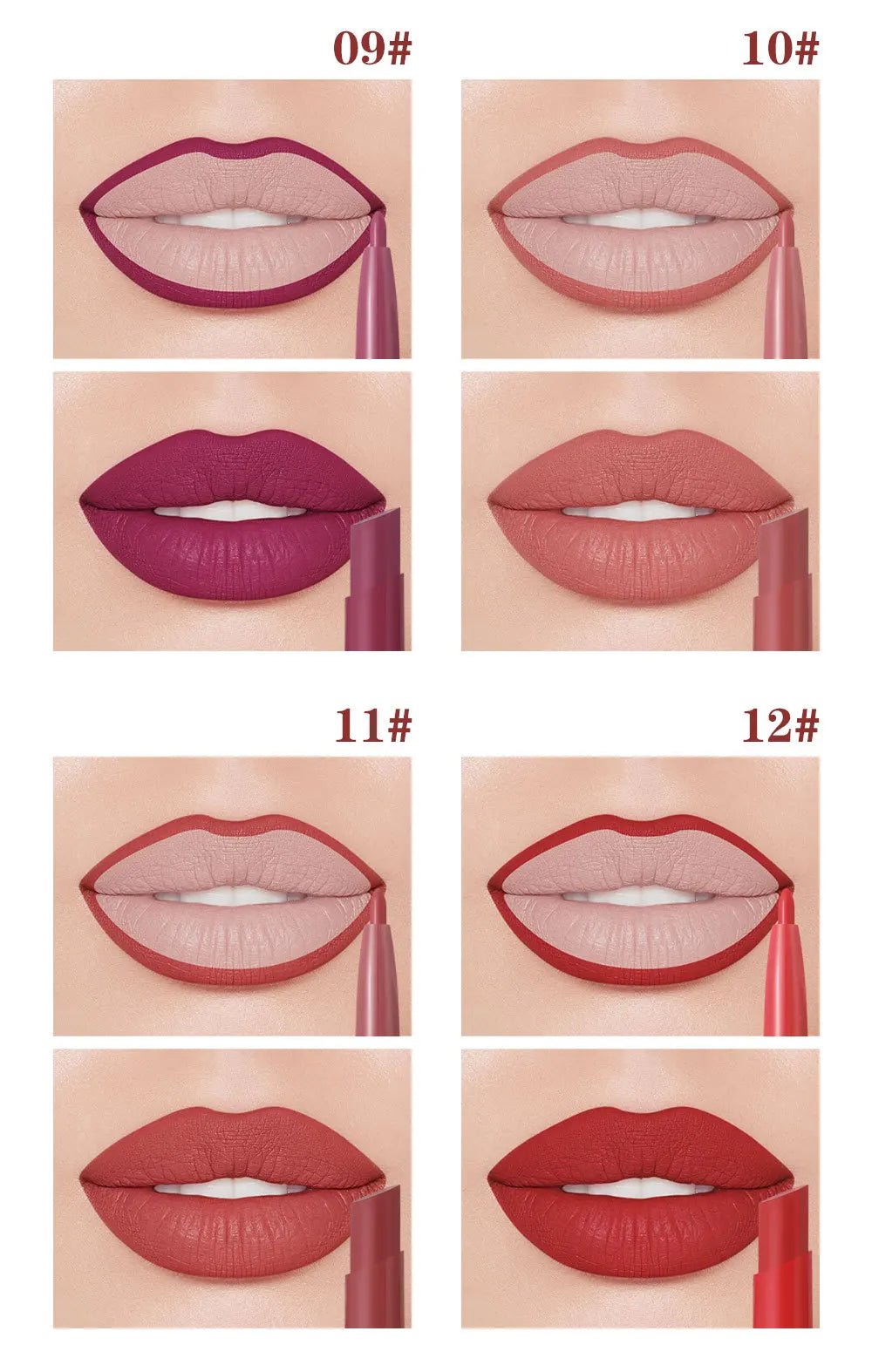 2 - in - 1 Double Head Matte Lip Liner Pencil — Waterproof Long - Lasting Beige & Red Brightening Outline Stick - Mzunye