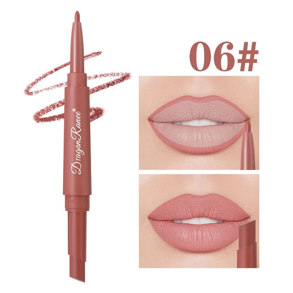 2 - in - 1 Double Head Matte Lip Liner Pencil — Waterproof Long - Lasting Beige & Red Brightening Outline Stick - Mzunye