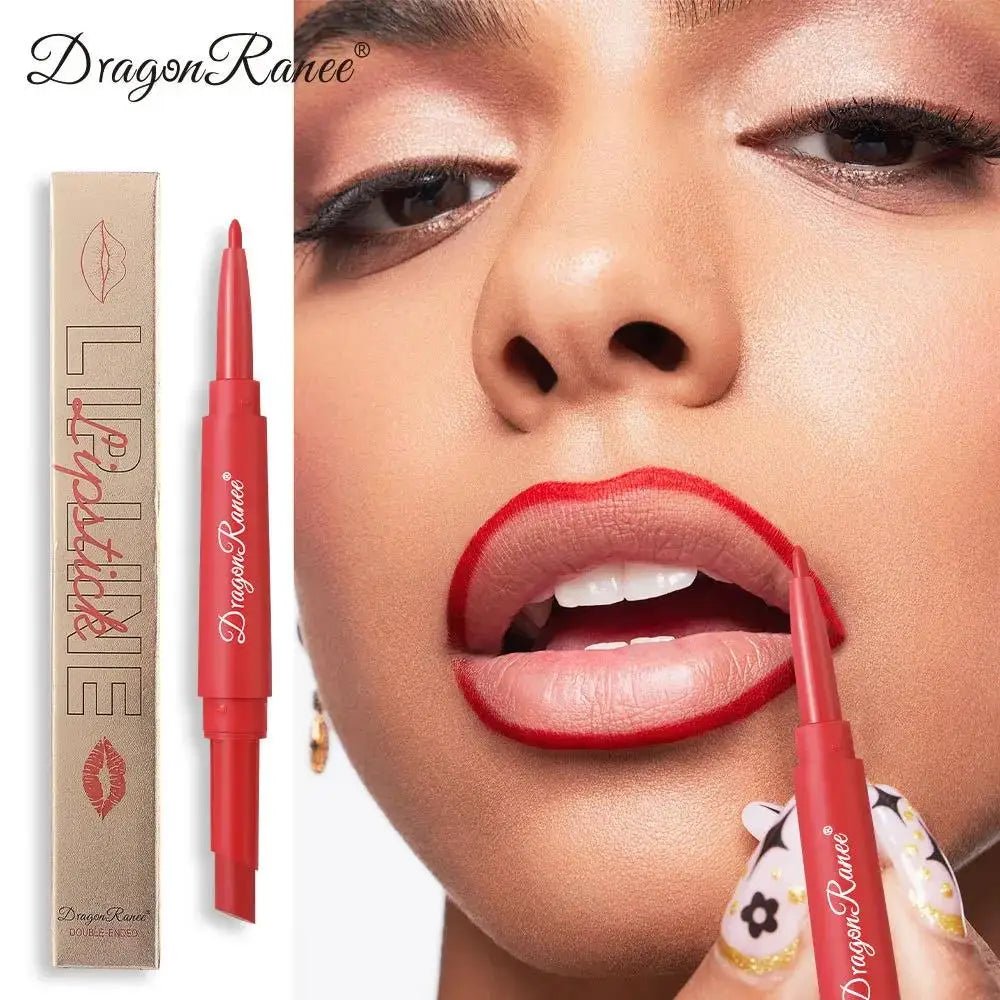 2 - in - 1 Double Head Matte Lip Liner Pencil — Waterproof Long - Lasting Beige & Red Brightening Outline Stick - Mzunye
