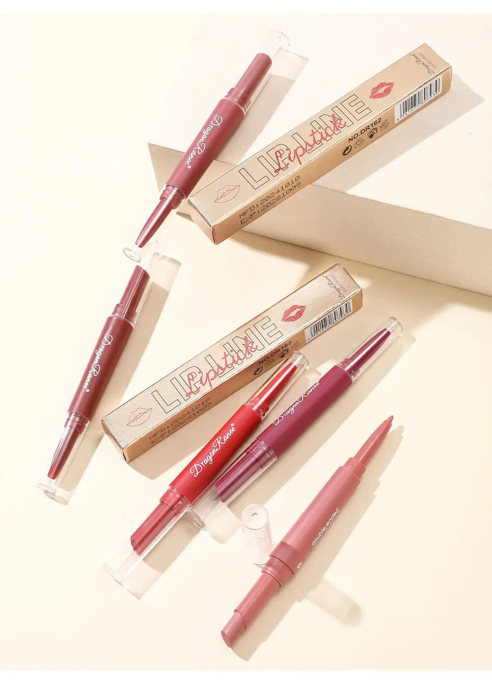 2 - in - 1 Double Head Matte Lip Liner Pencil — Waterproof Long - Lasting Beige & Red Brightening Outline Stick - Mzunye
